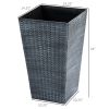 Rattan-Style Plastic Planters with Drainage Holes, Set of 3 - 24 Inch Height, Grey