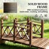 Wooden garden bridge, pedestrian overpass