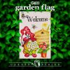 Garden Flag Welcome Gnome with Flowers 12x18 inch Blockout Fabric Double Sided