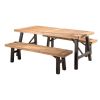 Outdoor Dining Set with 2 Benches and 1 Dining Table (3 pcs)