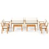 4-Piece Acacia Wood Patio Conversation Set with Soft Cushions Loveseat Armchairs Coffee Table