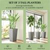 A set of 3 outdoor flower pots, conical flower pots, gray, very suitable for deep rooted plants or small trees