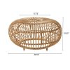OTTAWA Coffee Table-Bohemian Faux Rattan Weave Accent Table for Indoor Outdoor Use, Handcrafted Round Side Table for Living Room, Patio, Garden