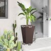 24ft Tall Plastic Planters, Set of 3, with Drainage Hole, Rattan-Style, anti-crack, Outdoor & Indoor, for Office, patios, Brown