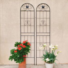 2 Pack Metal Garden Trellis 86.7" X 19.7" Rustproof Trellis For Climbing Plants Outdoor Flower Support Black (Option: Black)
