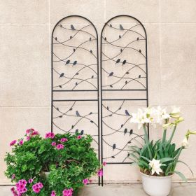 2 Pack Metal Garden Trellis 71" X 19.7" Rustproof Trellis For Climbing Plants Outdoor Flower Support Bird Deco Black (Option: Black)