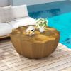 35.43" Modern Outdoor and Indoor Waterproof Coffee Table, Durable MgO Cement Design, Suitable for Terraces, Gardens