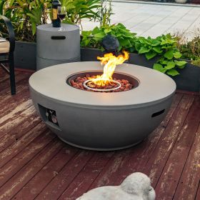 Steel Propane Fire Bowl Outdoor Round Propane Fire Pit with Tank Holder (Color: as Pic)