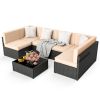 Pamapic Rattan Outdoor Sectional Couch Set (7 Pieces)