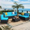 Pamapic Rattan Outdoor Sectional Couch Set (7 Pieces)
