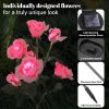Solar Rose Lights Outdoor, 2 Pack with 14 Rose Flowers Waterproof Color Changing LED Flower Lights, Solar Powered Garden Stakes for Yard, Patio