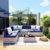 Pamapic Rattan Outdoor Sectional Couch Set (7 Pieces)